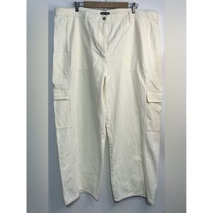 Eileen Fisher White Organic Cotton Wide Leg Cargo Jeans 2X- NWT